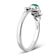 Green Agate Celtic Knot Silver Ring, r587